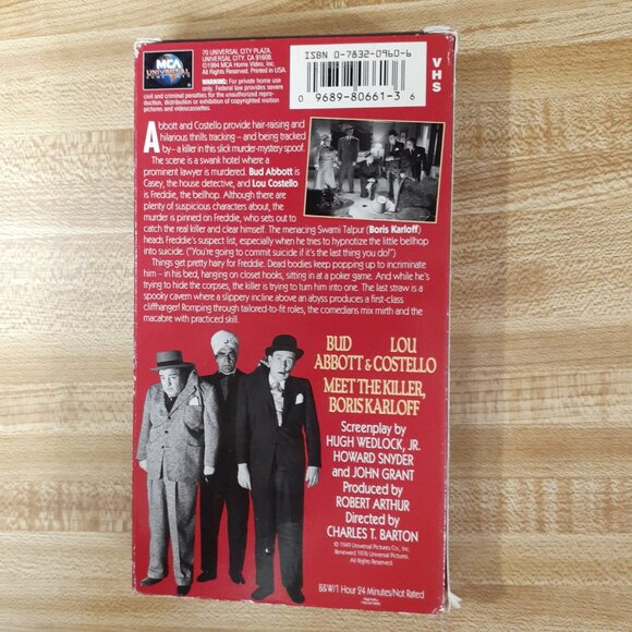 Abbott & Costello Meet the Killer 1949 Boris Karloff VHS Horror Comedy VTG Retro - Picture 3 of 8